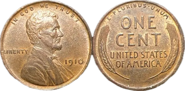 1910 1C Wheat Cent AU-55 BN