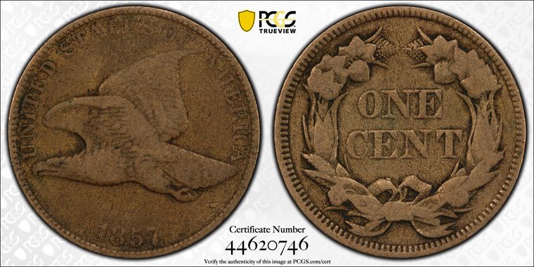 1857 1C Flying Eagle PCGS F12