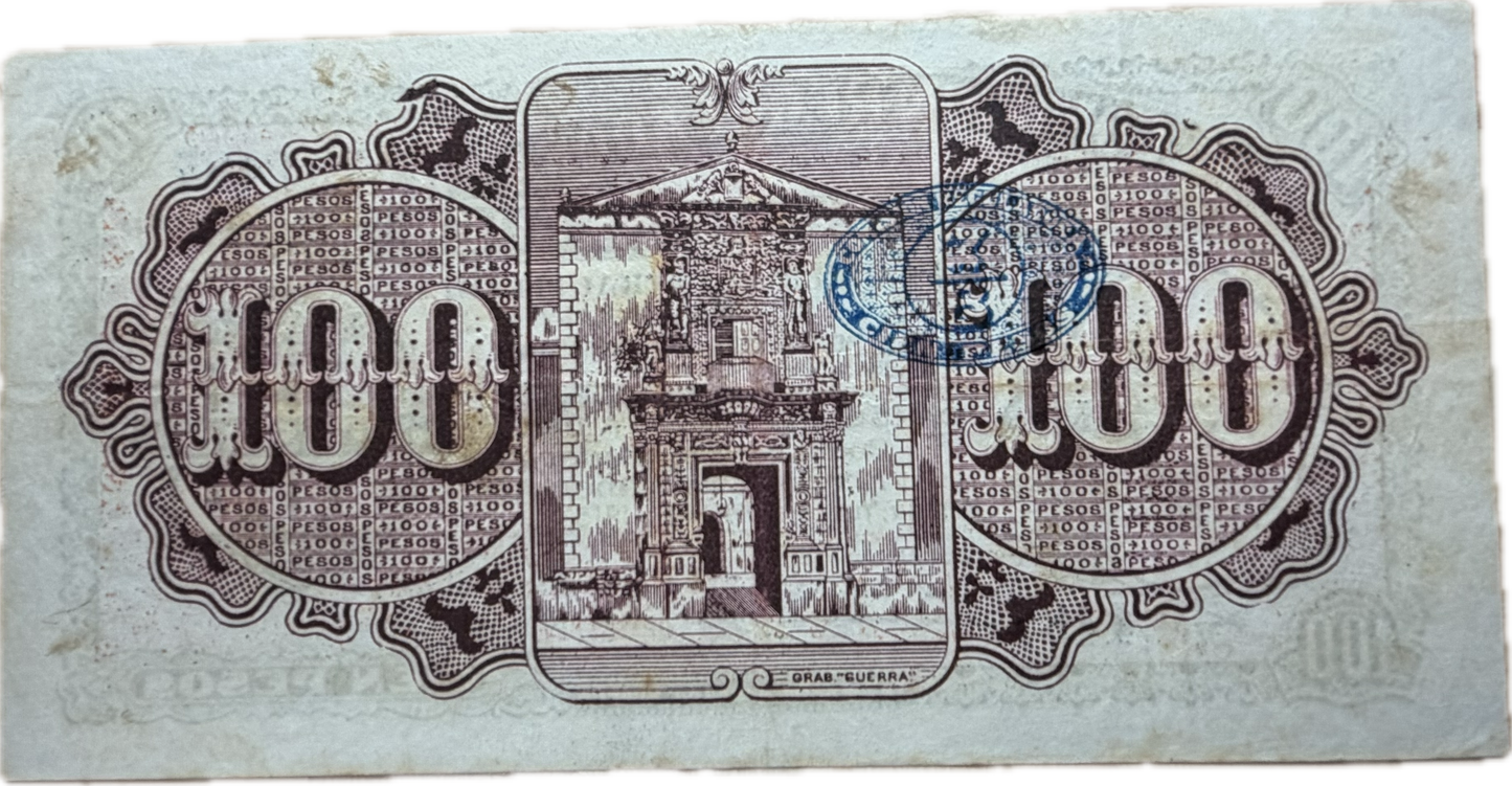 1915 Mexico Yucatán 100 Pesos – Comisión Reguladora del Mercado de Henequén – Revolutionary Currency Issue Raw