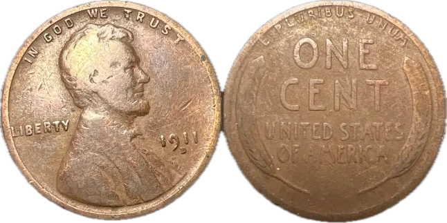 1911-S 1C Wheat Cent VF-20