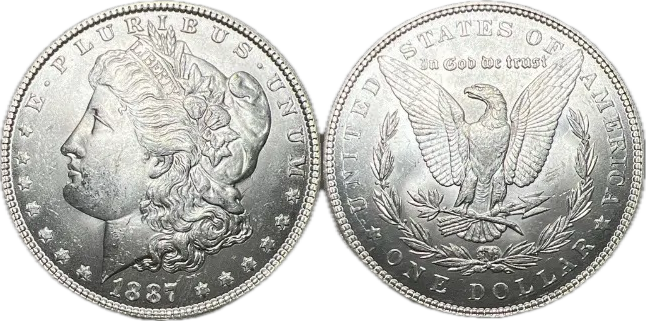 1887 $1 Morgan Dollar AU-55