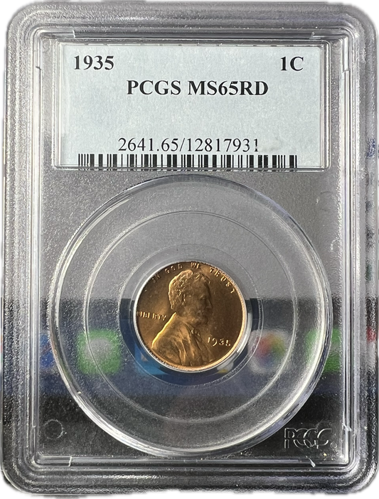 1935 1C Lincoln Cent PCGS MS65RD