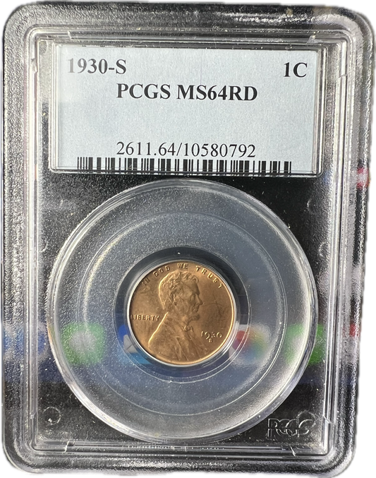 1930-S 1C Lincoln Cent PCGS MS64RD