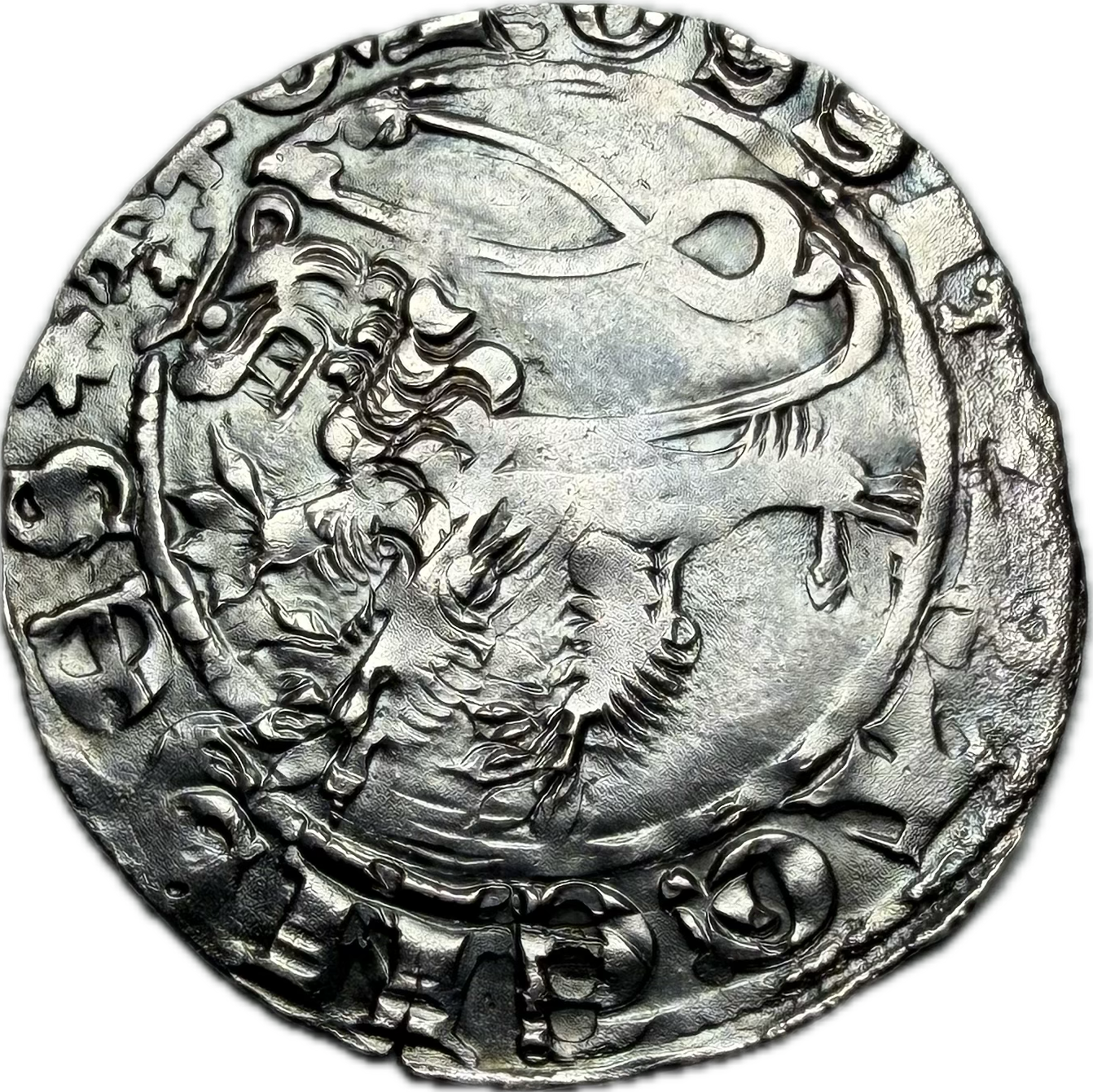 Bohemia Prague Groschen Silver Coin — Medieval Hammered Lion Type