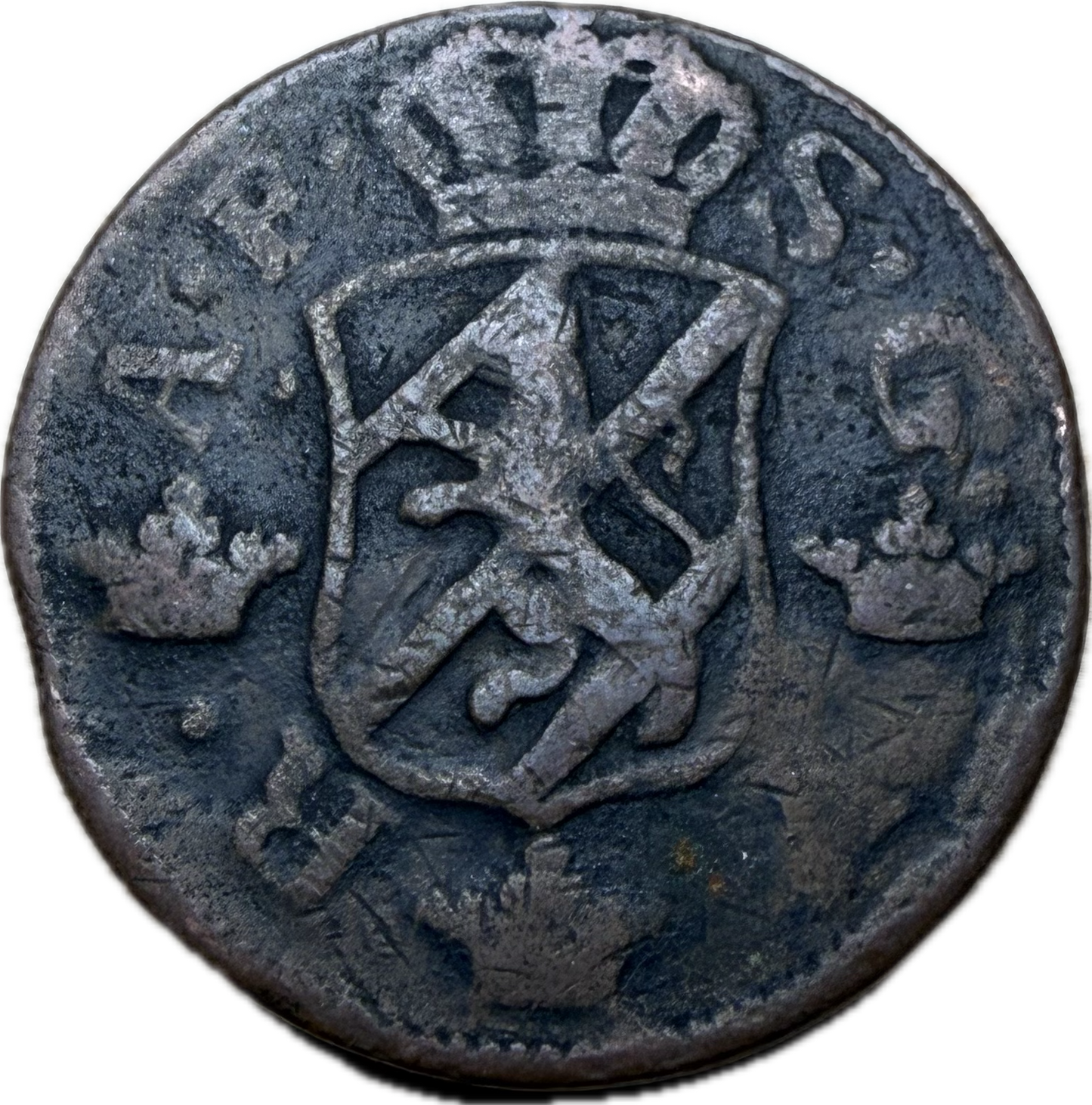 1765 Sweden 2 Öre Silvermynt Copper Coin – KM 461 – King Adolf Frederick VF Details