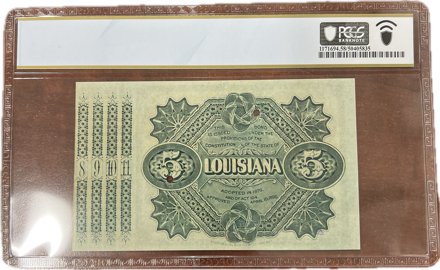 $5 1871-77 (1880) Baton Rouge, Louisiana PCGS AU58
