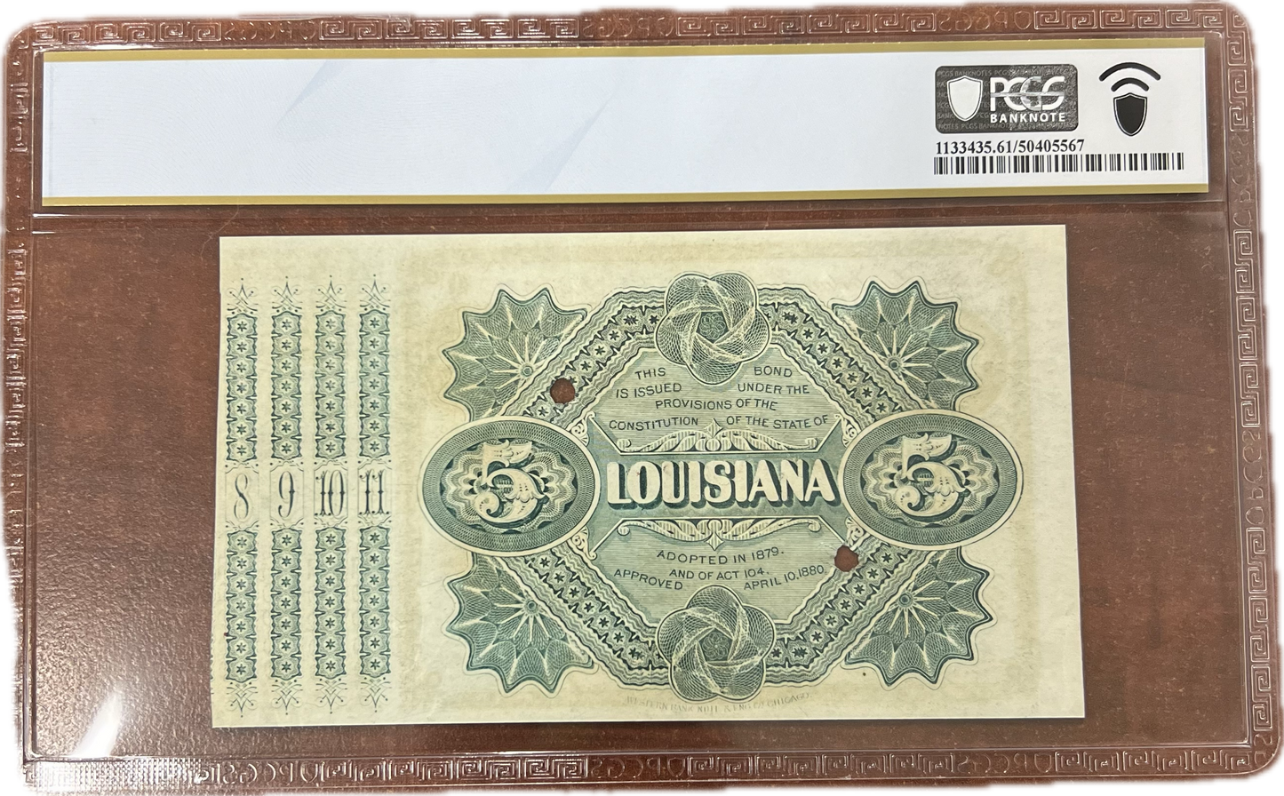 $5 1871-76 (1880) Baton Rouge, Louisiana PCGS UN61