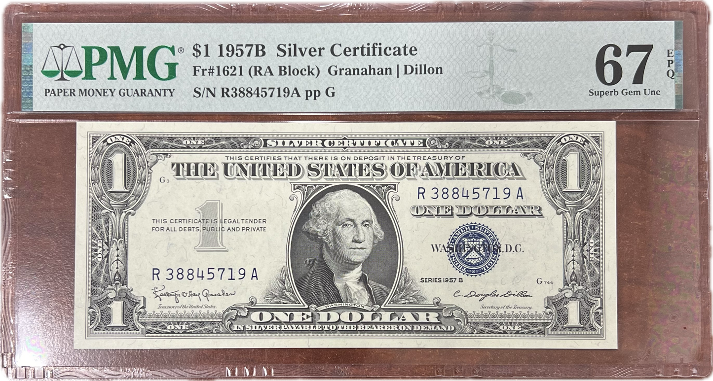 $1 1957B Silver Certificate PMG EPQ67