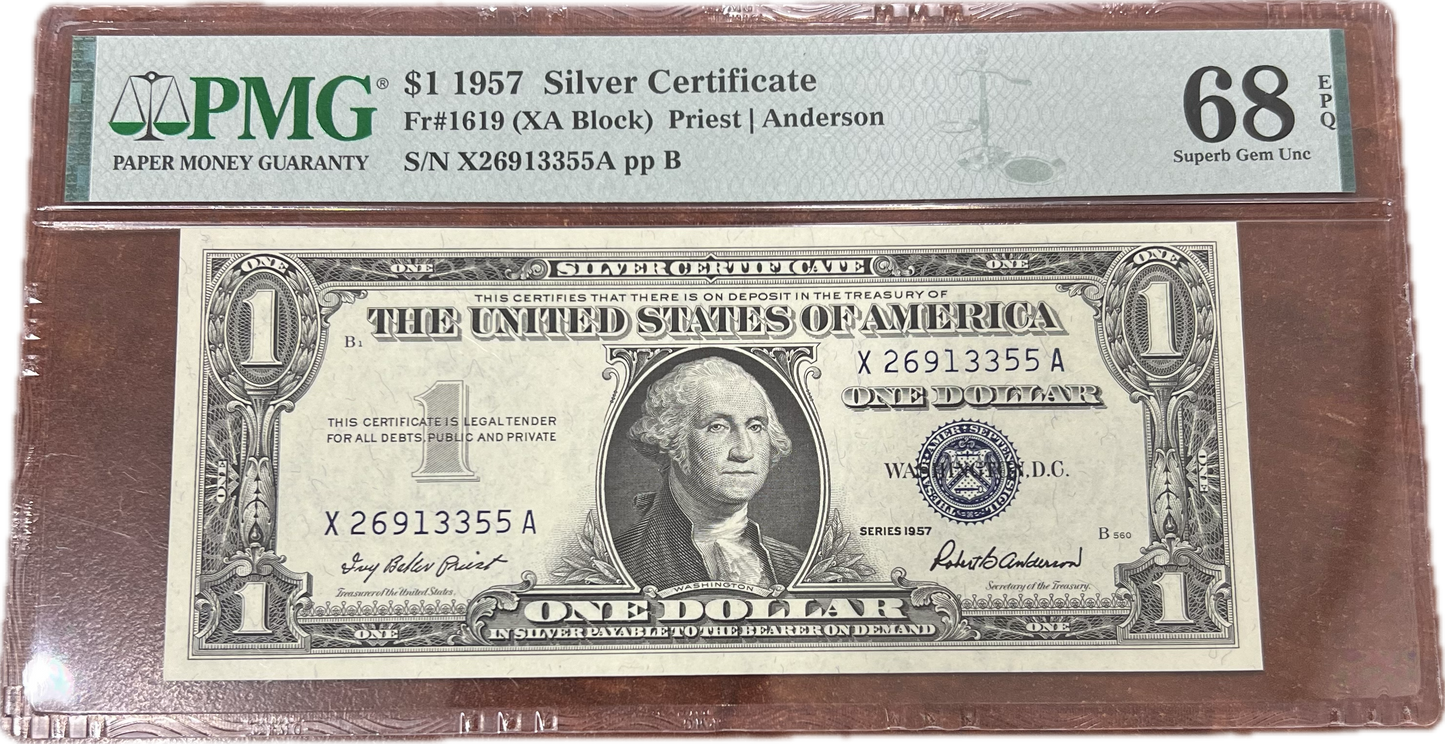 $1 1957 Silver Certificate Set PMG EPQ68