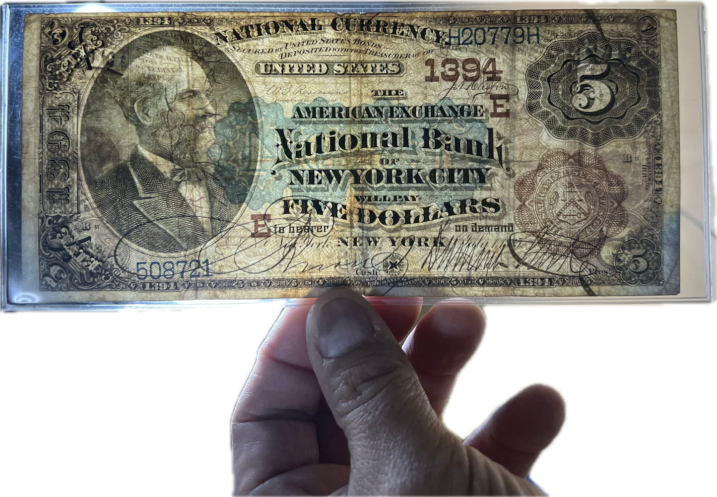 $5 1882 US National Bank Note F-471 Brown Back New York (RAW F12)
