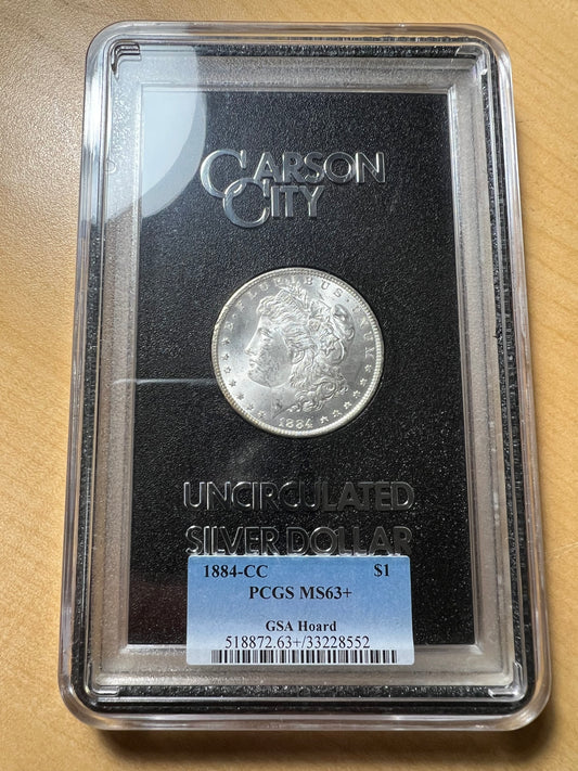 1884-CC $1 Morgan Dollar GSA Hoard PCGS MS63+