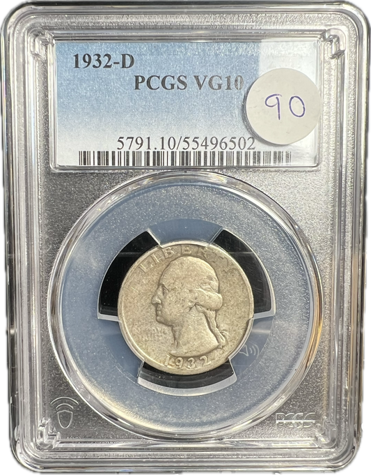 1932-D 25C Washington Quarter PCGS VG10
