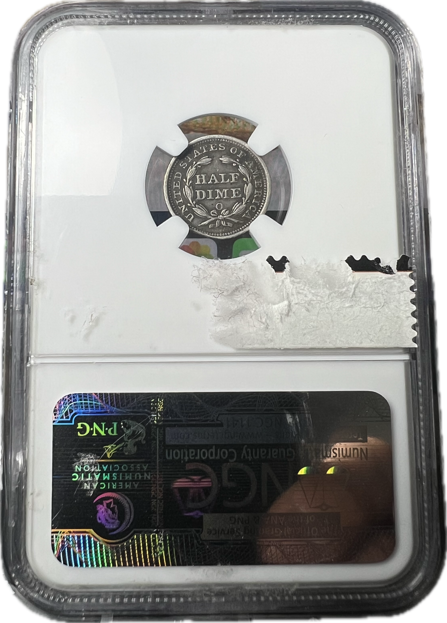 1857-O H10C Liberty Seated Half Dime NGC VF Details Edge Damage