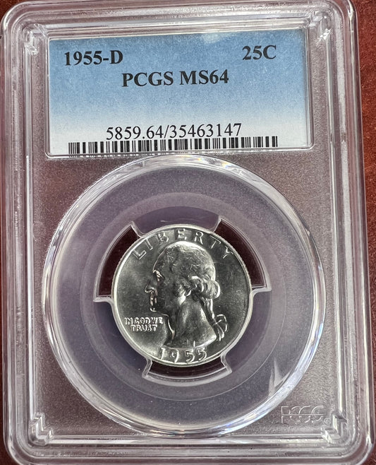 1955-D 25C Washington Quarter PCGS MS64