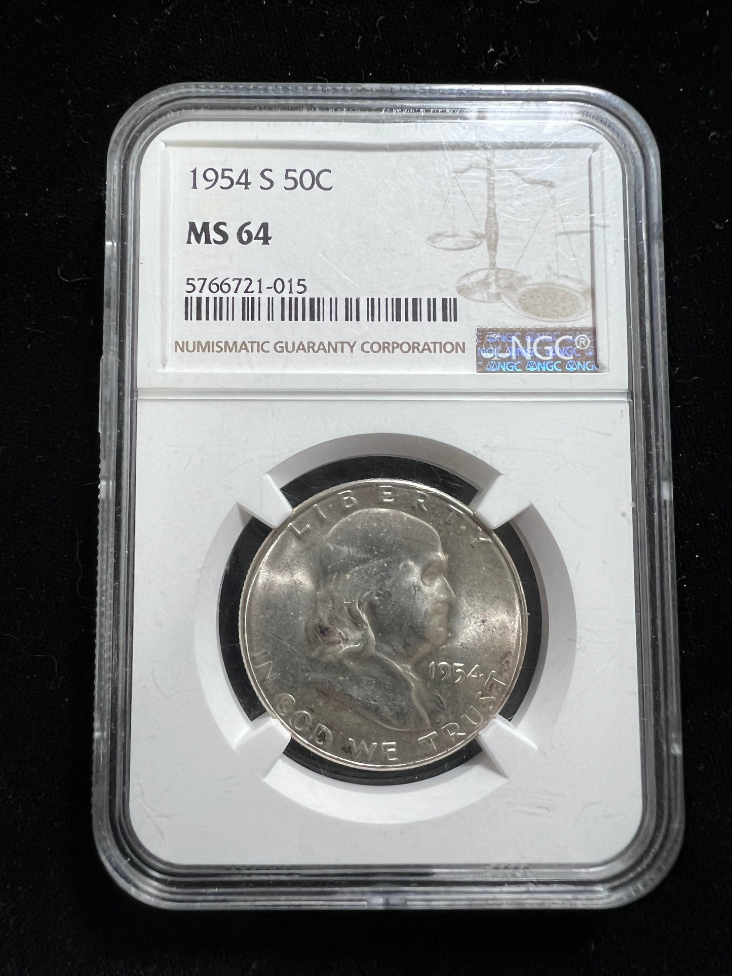 1954-S 50C Franklin Half Dollar NGC MS64