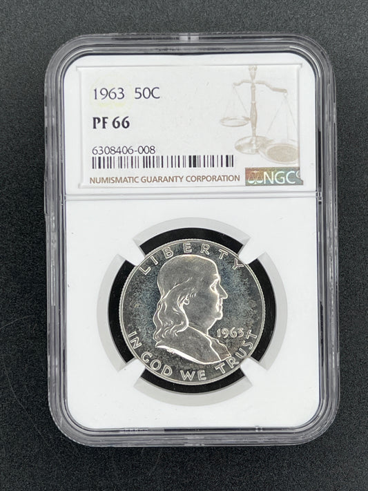 1963 50C Franklin Half Dollar NGC PF66