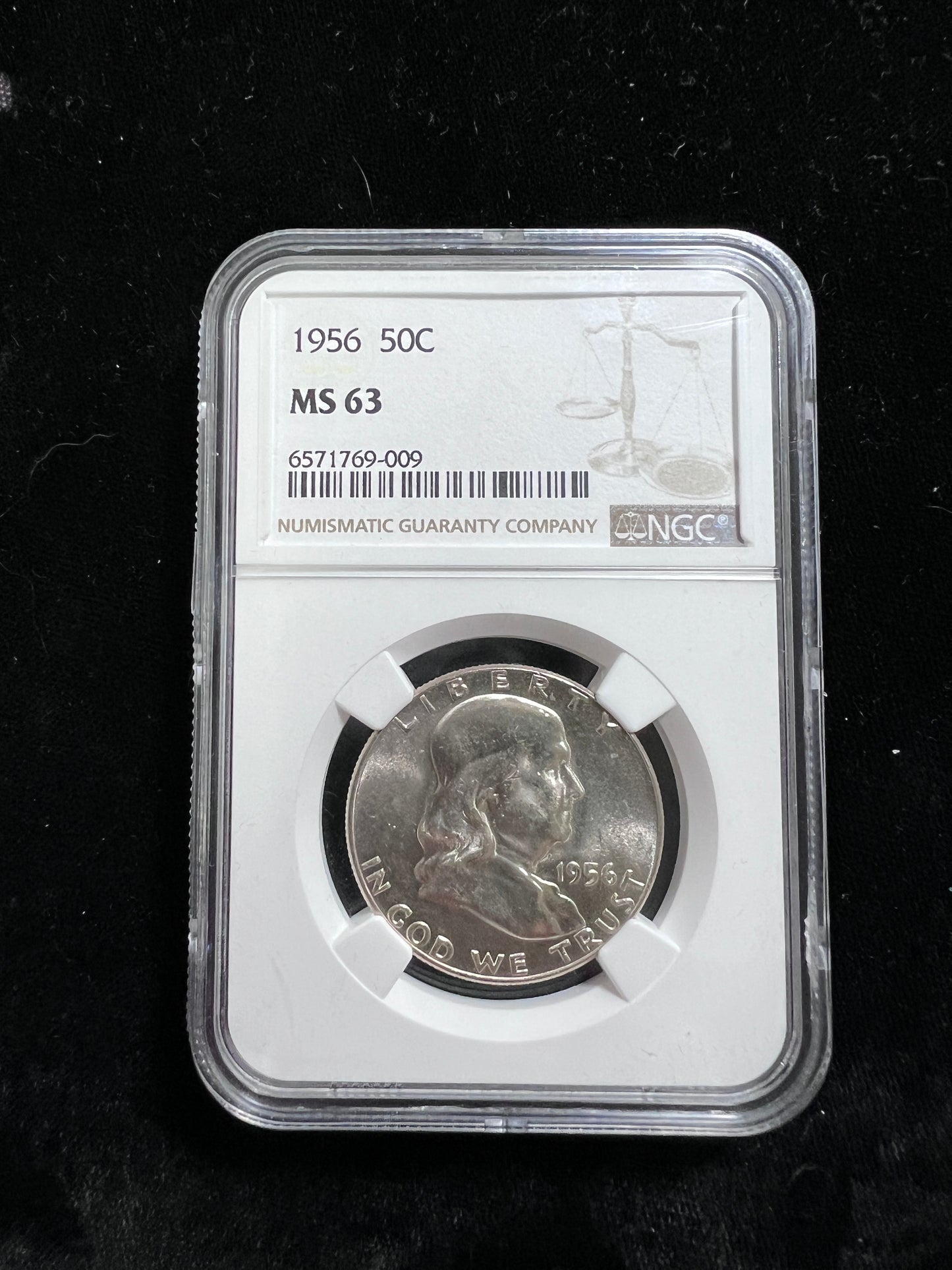 1956 50C Franklin Half Dollar NGC MS63