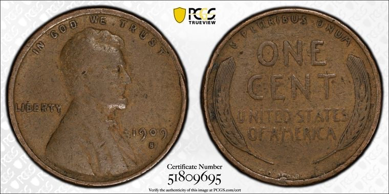 1909-S VDB 1C PCGS Genuine Rim Damage-VF Detail