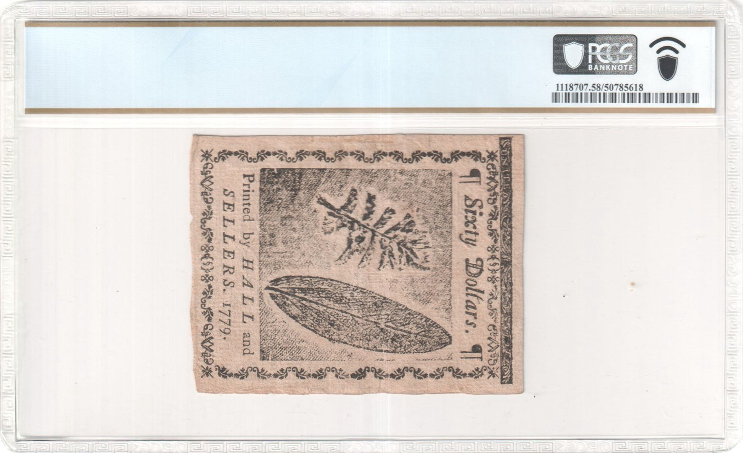 Continental Currency Jan 14, 1779 $60 Continental Congress (Fr. CC99) PCGS AU58
