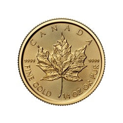 2025 – Gold Canadian Maple Leaf 1/4 oz (BU)