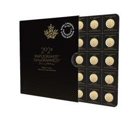 2024 MapleGram Sheet of 25 Maple Leaf 1 Gram Gold Coins - BU