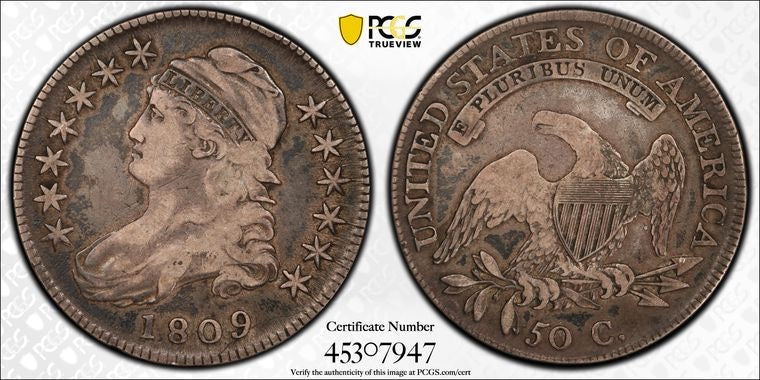 1809 50C Capped Bust PCGS F12 "Overton 103"
