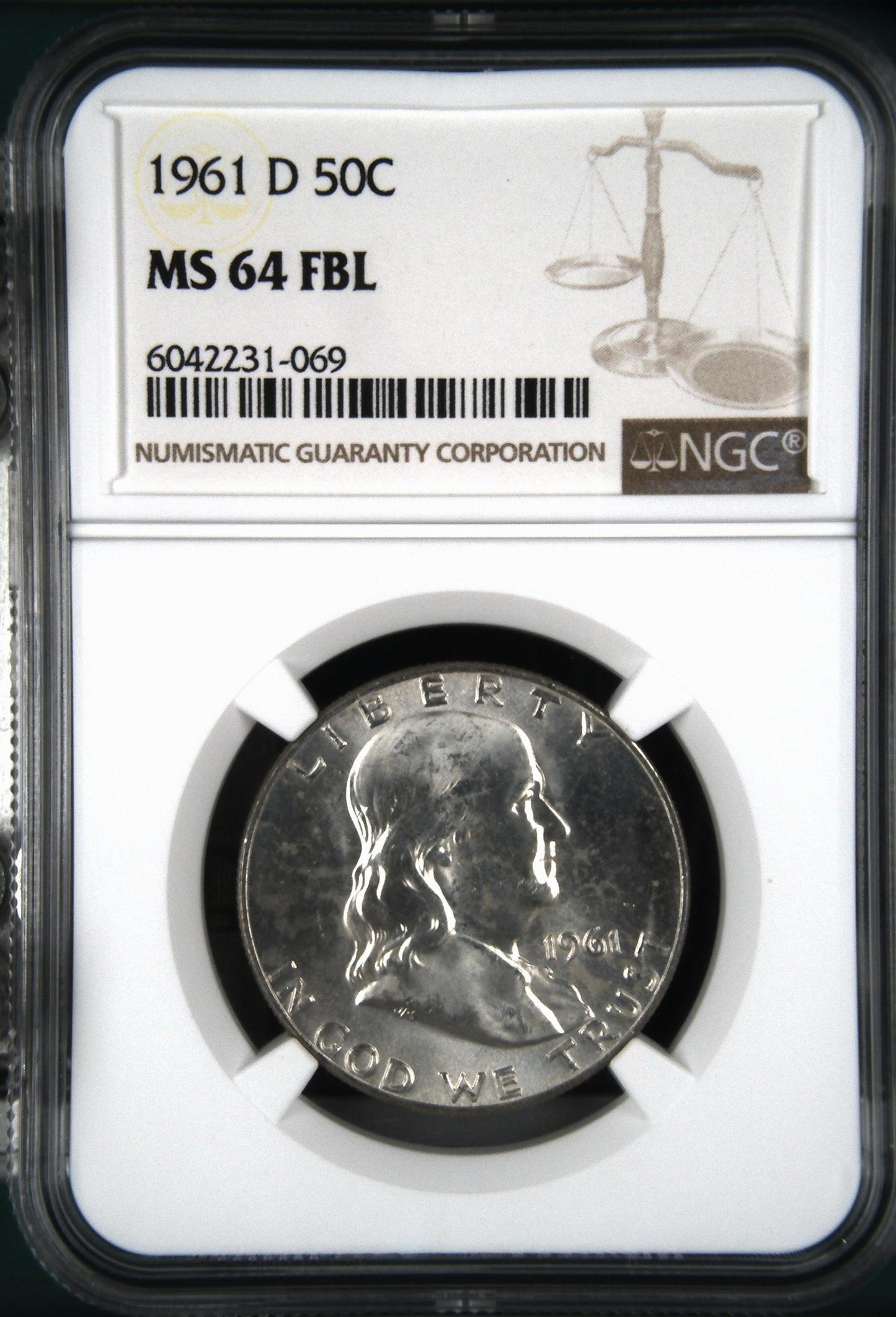 1961-D 50C Franklin Half Dollar NGC MS64 FBL