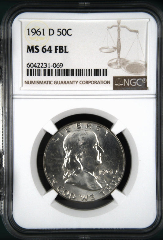 1961-D 50C Franklin Half Dollar NGC MS64 FBL