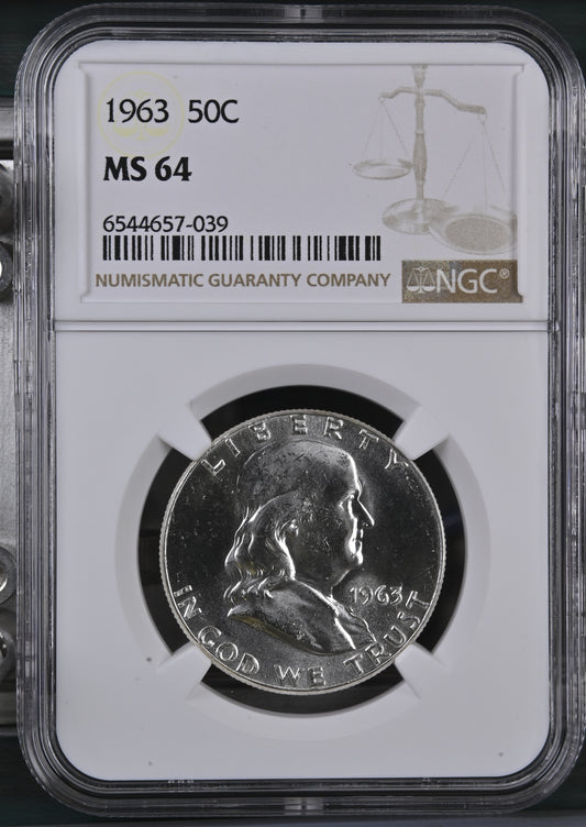 1963 50C Franklin Half Dollar NGC MS64