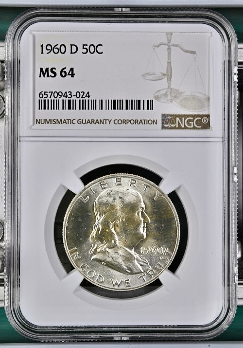 1960-D 50C Franklin Half Dollar NGC MS64
