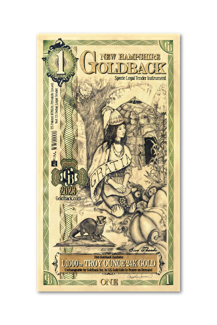 One New Hampshire Goldback Gratia (Grace)