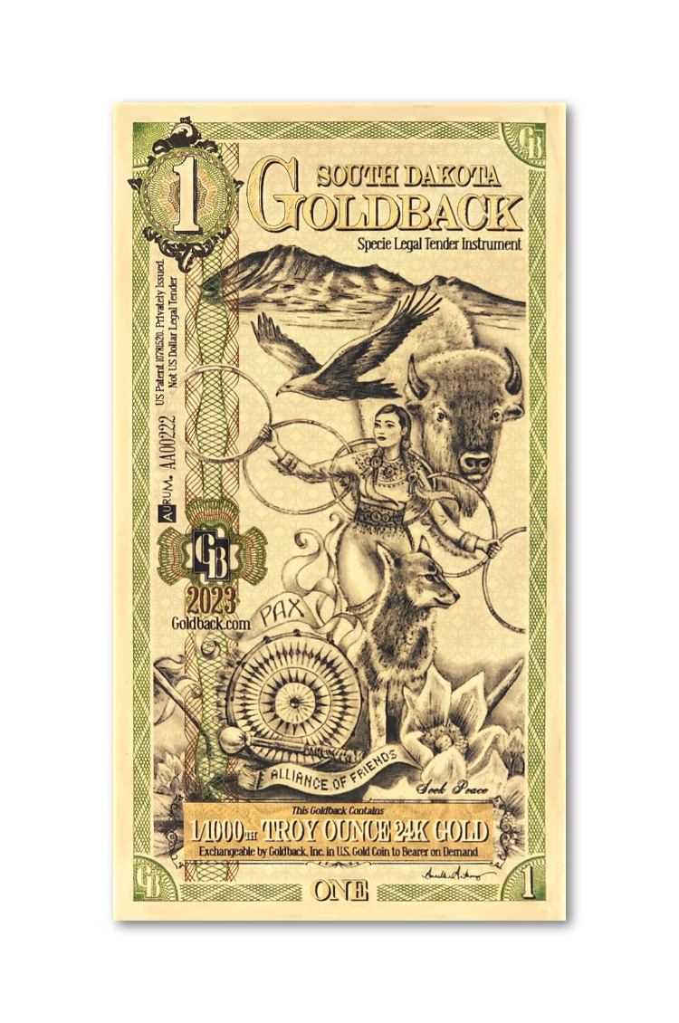 One South Dakota Goldback Pax (Peace)