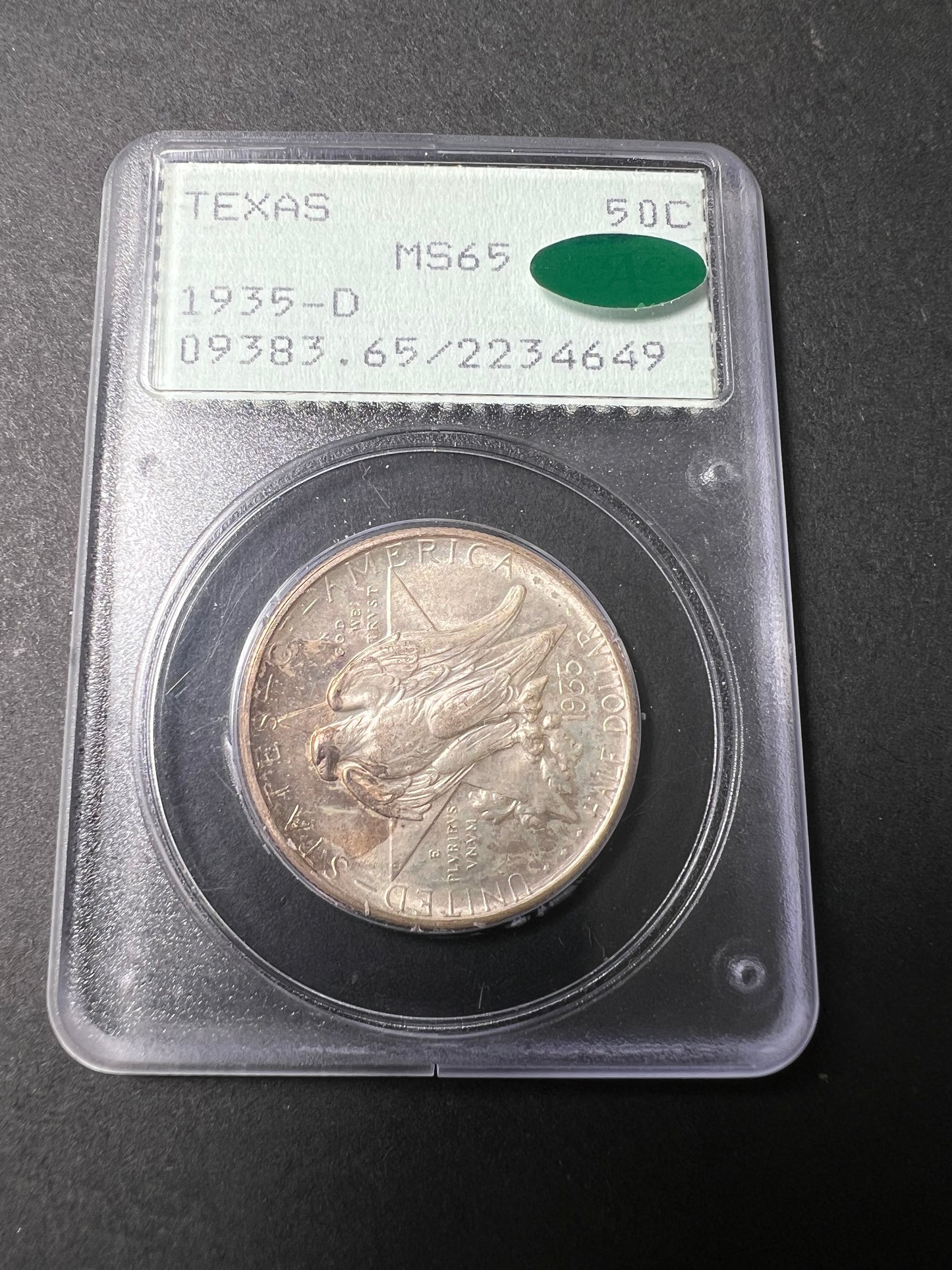 1935-D Texas 50C Silver Commemorative PCGS MS65 CAC (Rattler)
