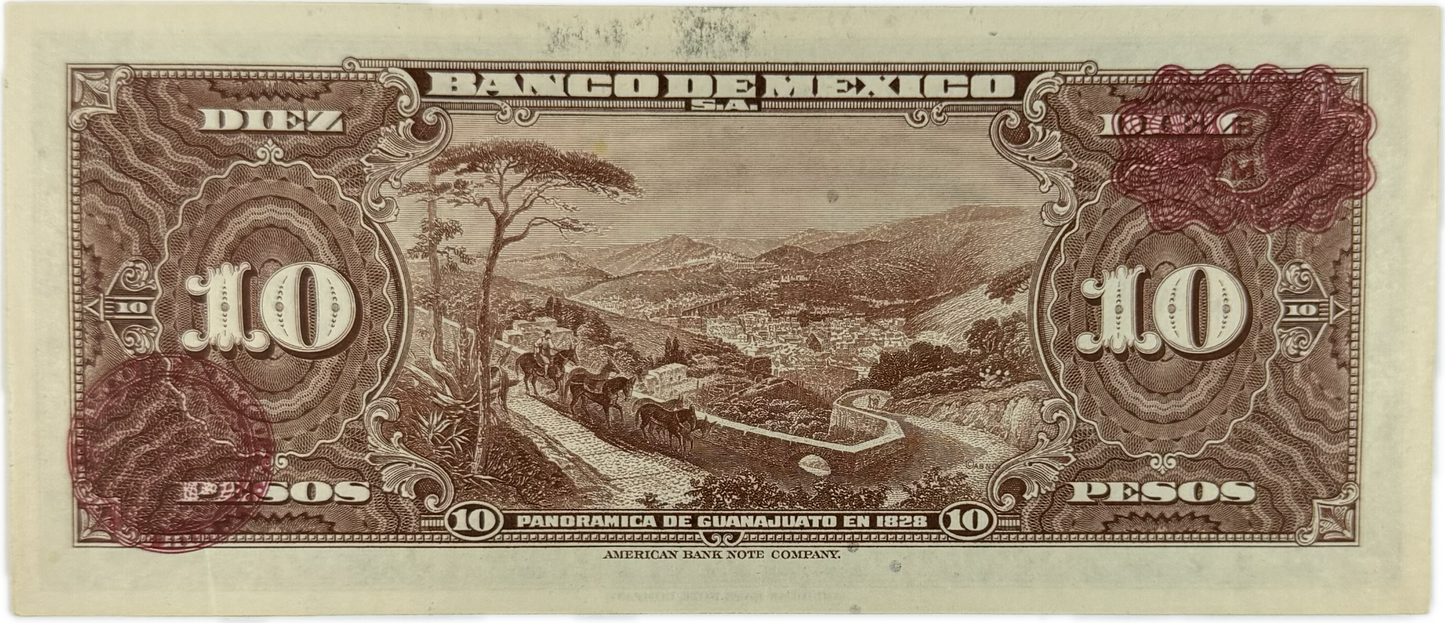 Mexico. Banco de México. 10 Pesos. 10 February 1954. Series DW. Pick 61b - Raw