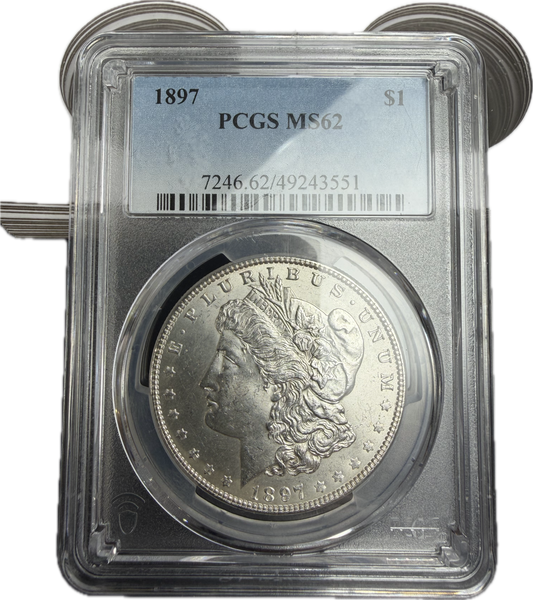 1897 $1 Morgan Dollar PCGS MS62