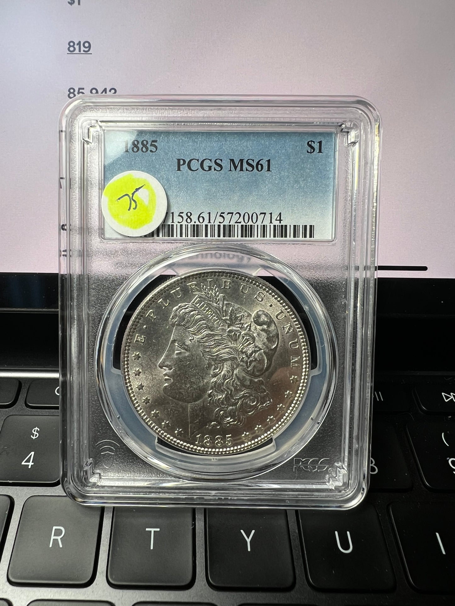 1885 $1 Morgan Dollar PCGS MS61