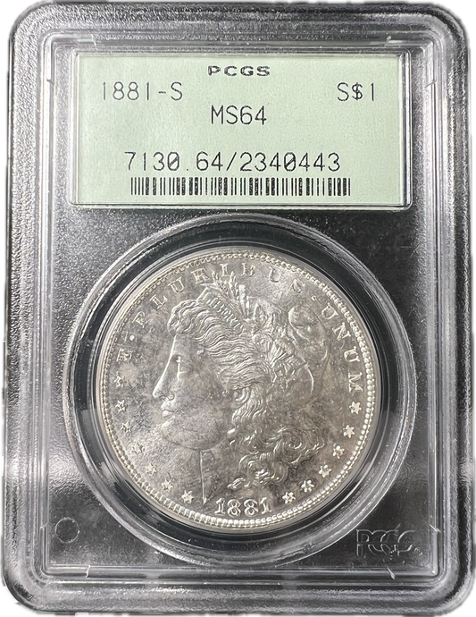 1881-S $1 Morgan Dollar PSGS MS64 (Gen 2 Holder)