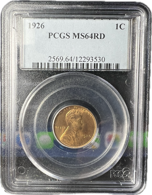 1926 1C Lincoln Cent PCGS MS64RD