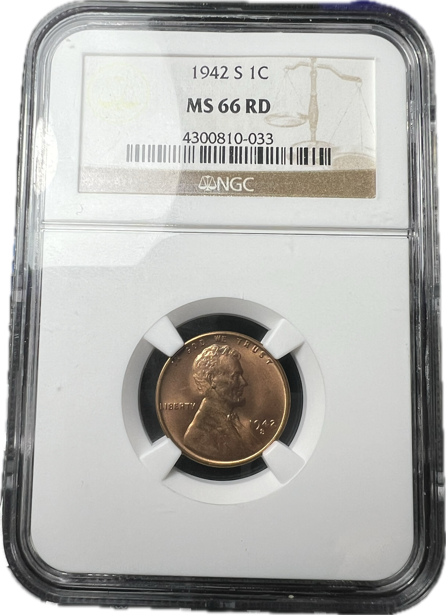 1942-S 1C Lincoln Cent NGC MS66RD