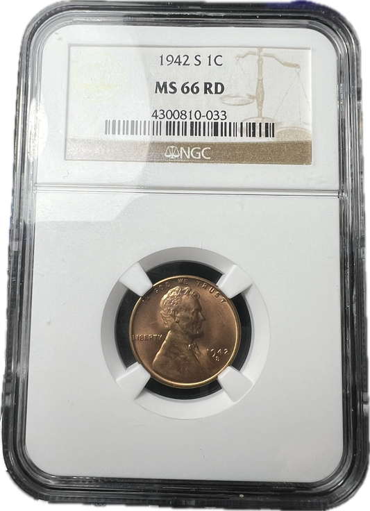 1942-S 1C Lincoln Cent NGC MS66RD