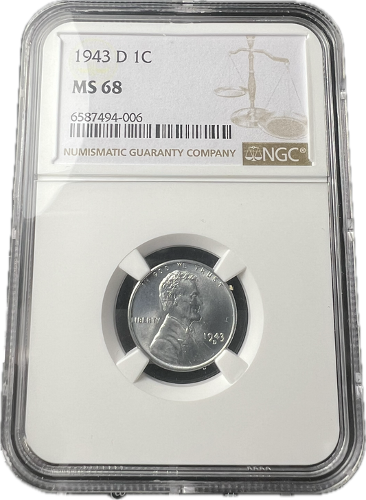 1943-D 1C Lincoln Cent NGS MS68