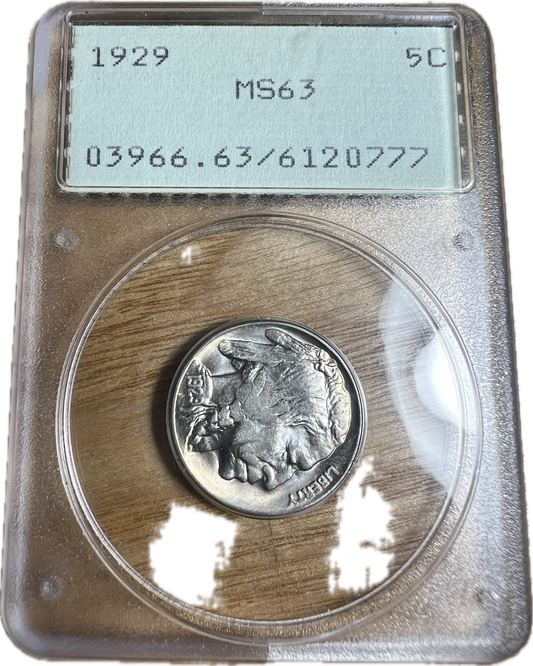 1929 5C Buffalo Nickel PCGS MS63