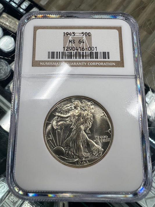 1943 50C Walking Liberty Half Dollar NGC MS64