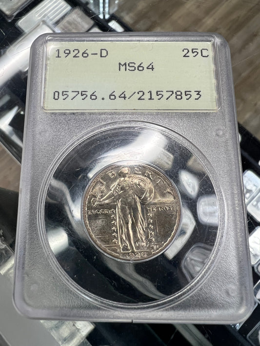 1926-D 25C Standing Liberty Quarter PCGS MS64 (Soapbox)