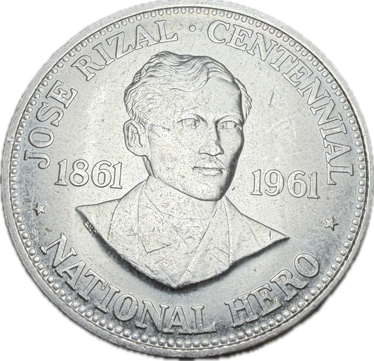 1961 Philippines Rizal Silver Centennial Peso