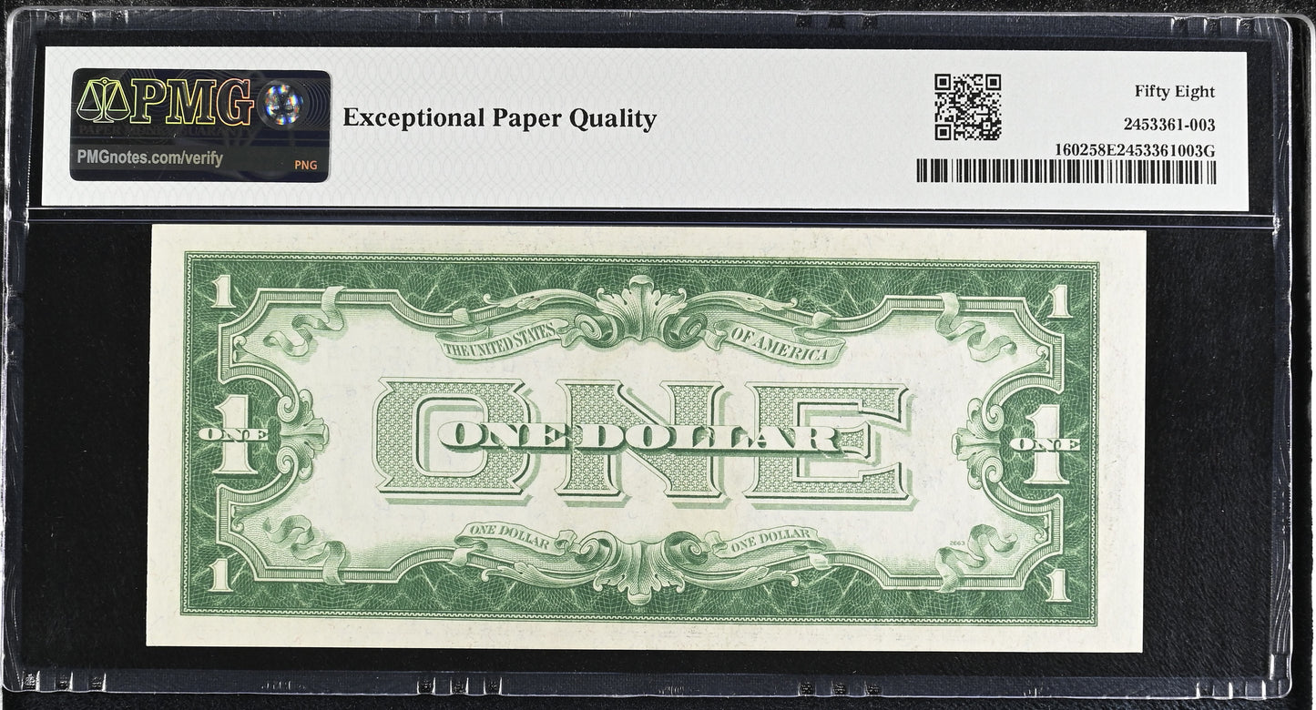 1928B $1 Silver Certificate Fr. 1602 PMG 58 EPQ Blue Seal