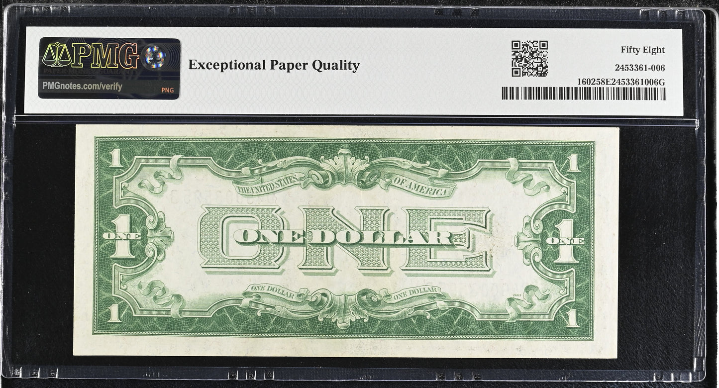 1928B $1 Silver Certificate Fr. 1602 PMG 58 EPQ Blue Seal