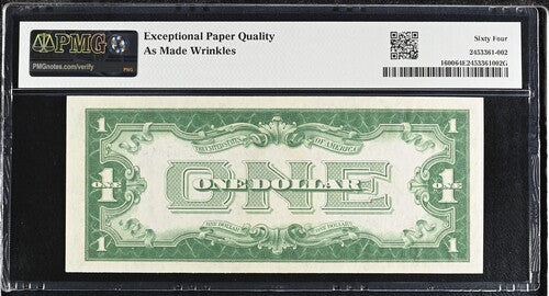 1928 $1 Silver Certificate Fr. 1600 PMG 64 EPQ Funny Back Note