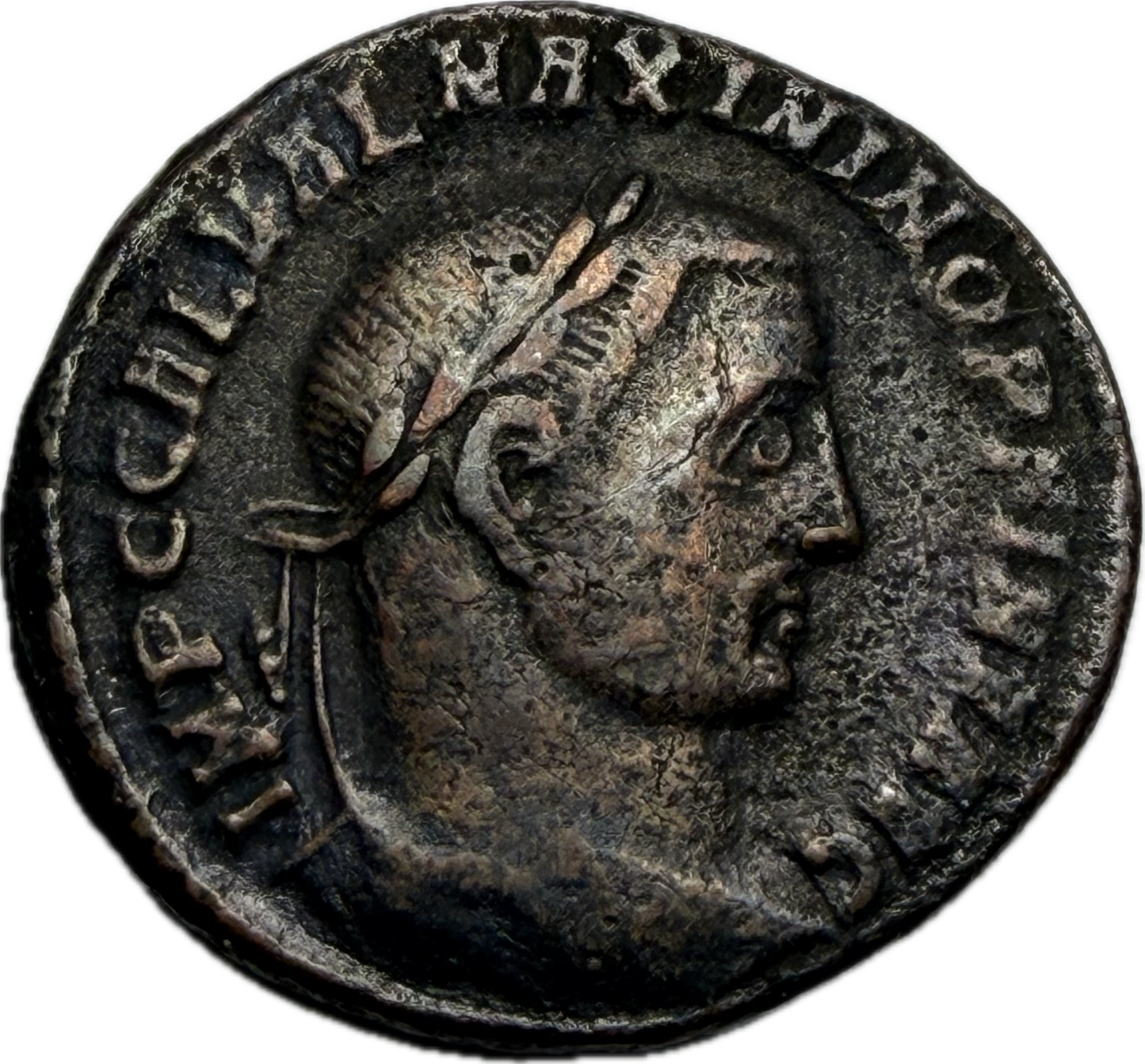 Galerius AE Follis, Heraclea Mint, GENIO IMPERATORIS Reverse, Crescent Field Mark, c. AD 308–310