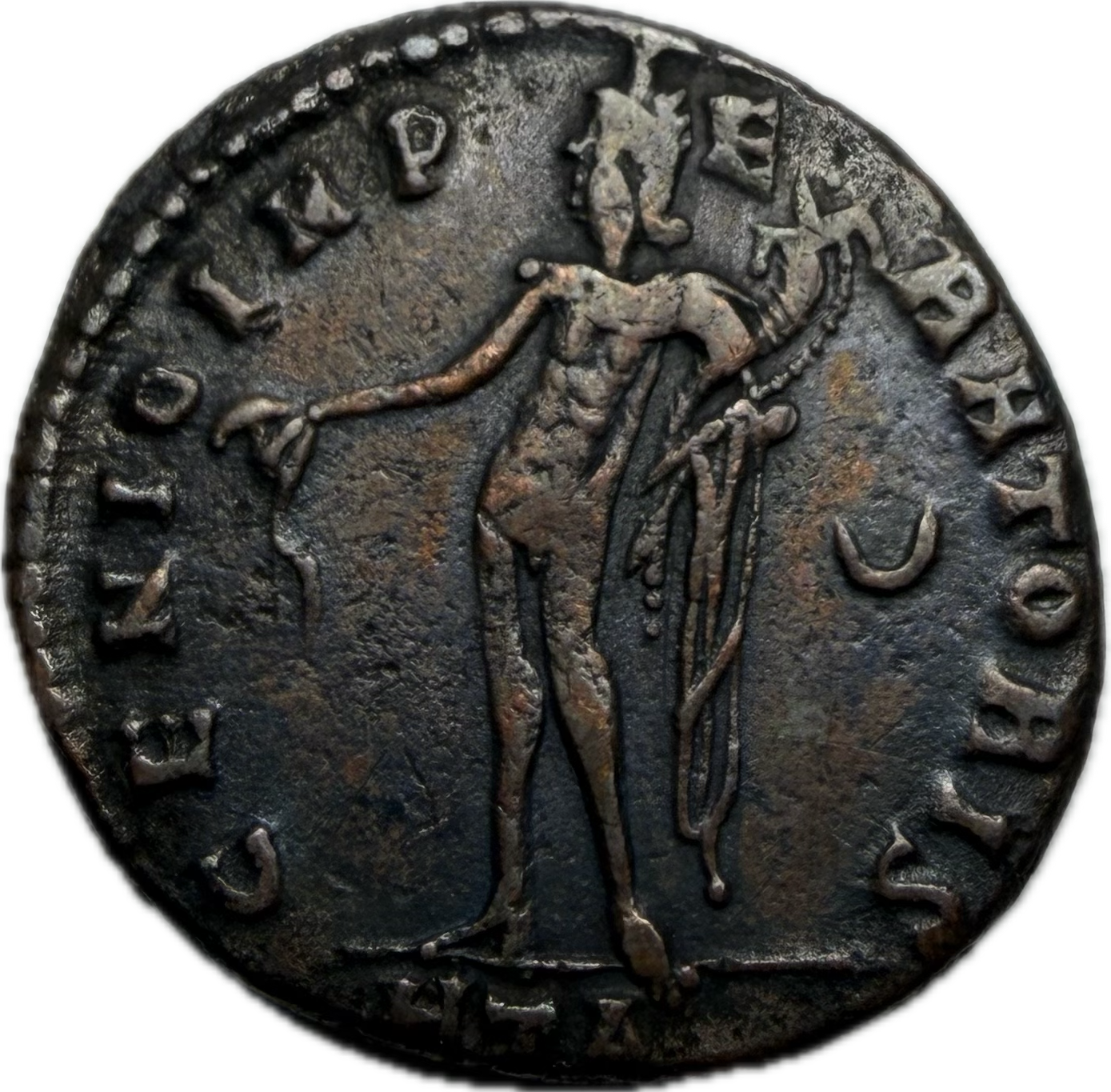 Galerius AE Follis, Heraclea Mint, GENIO IMPERATORIS Reverse, Crescent Field Mark, c. AD 308–310
